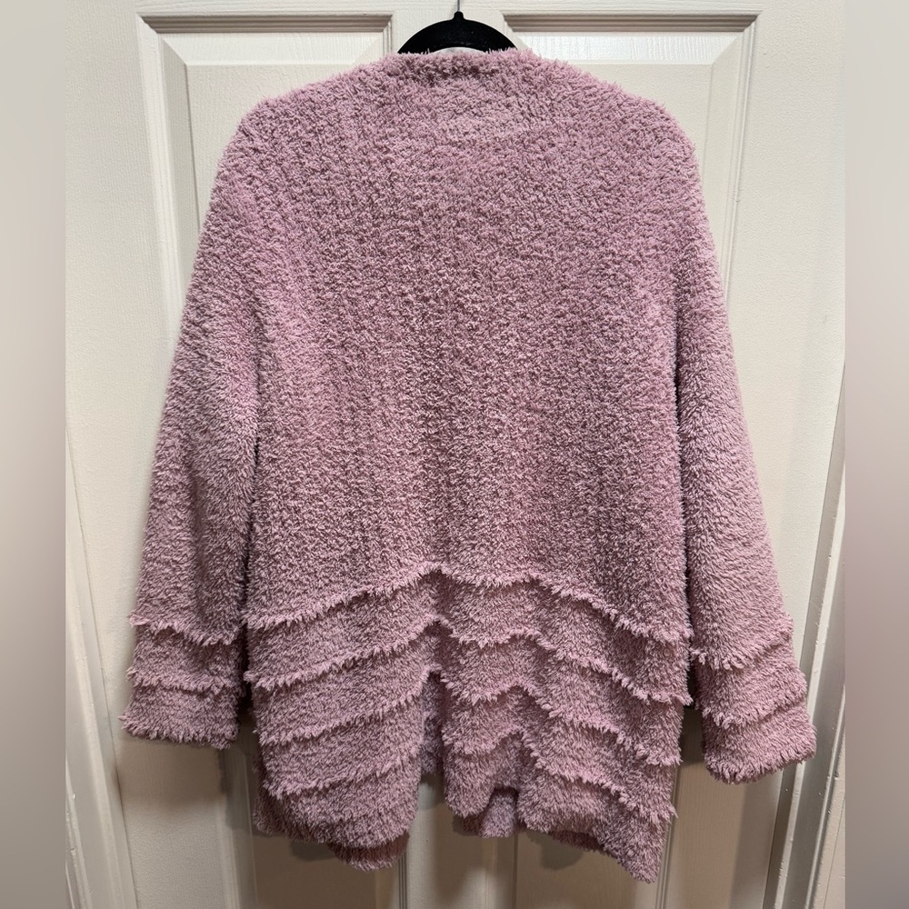 Barefoot Dreams Soft Pink Cardigan fringe ruffles boardwalk size XL - Picture 7 of 7